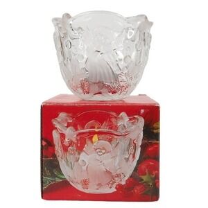 Vintage Mikasa‎ Holiday Lights Frosted Angel Glass Candleholder 3-1/4" w/ Box